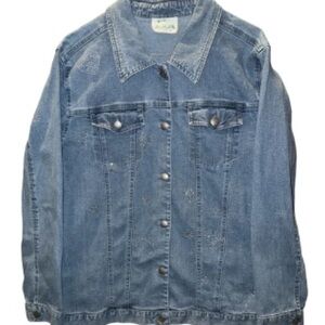 Trendy Blue Button-Up Denim Jacket